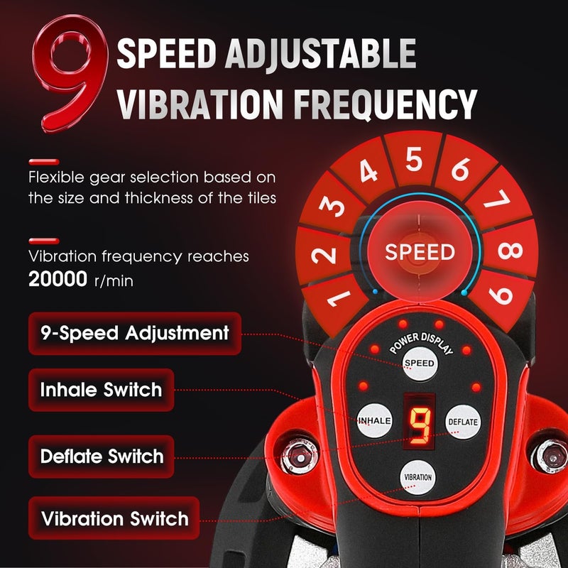 Antstone Tile Vibration Tool 220mm Suction Cup 441lbs/200kg Adsorption Handheld Tile Installation Leveling Machine Tile Vibrator Tool for Tiling Leveling Laying Max.20000r/Min 9 Speeds - Image 4